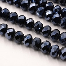 Black Hematite Color 4mm 6mm 8mm Crystal Rondelle Beads Faceted Glass Beads for Jewelry Making DIY Bracelet Necklace Jewelry