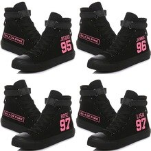Blackpink Kpop Print Sneakers Canvas Shoes Men Women Casual High Heel Lace Up Shoes Breathable Students Flat Leisure Shoes Women