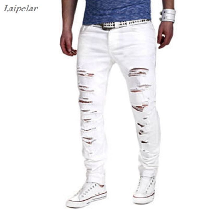 Brand Male New Fashion  Slim Solid Color Beggars Hole Men Casual Pants Man Trousers Designer Mens Joggers 2XL  GDFF Laipelar