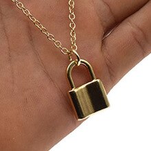 Brand New Silver Gold Padlock Pendant Necklace Women Men Lock Pendant Chain Necklaces For Friendship Gift Jewelry