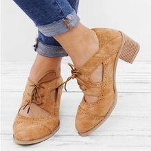 Brand Women's Shoes Plus Size 43 Pointed Toe Holow Lace Up Sandals Woman Square Heels Comfy Designer Sandal