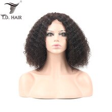 Brazilian Kinky Curly 4x4 Lace Frontal Wigs with Baby Hair 130% 150% 180% Density Curly Human Hair Wig With Pre plucked Hair