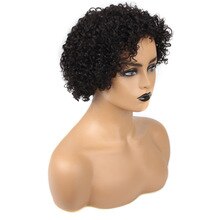 Brazilian Remy Hair Jerry Curl Wig Human Hair Wigs with Bangs Short Human Hair Wigs for Black Women Short Wig Peru