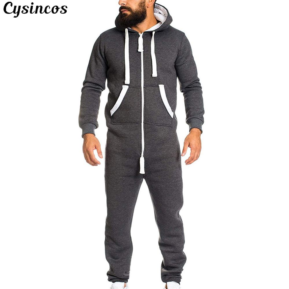 CYSINCOS 2019 Casual Tracksuit Jumpsuit Male Overalls Long Sleeve Sweatshirt Hoodies Polyester Pants Romper For Male Overalls
