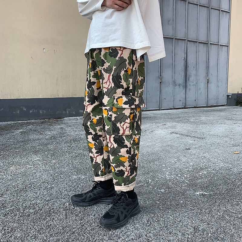 Camo Pants Men's Fashion Printed Cotton Casual Joggers Pants Men Streetwear Hip Hop Loose Multi-pocket Overalls Mens Sweatpants