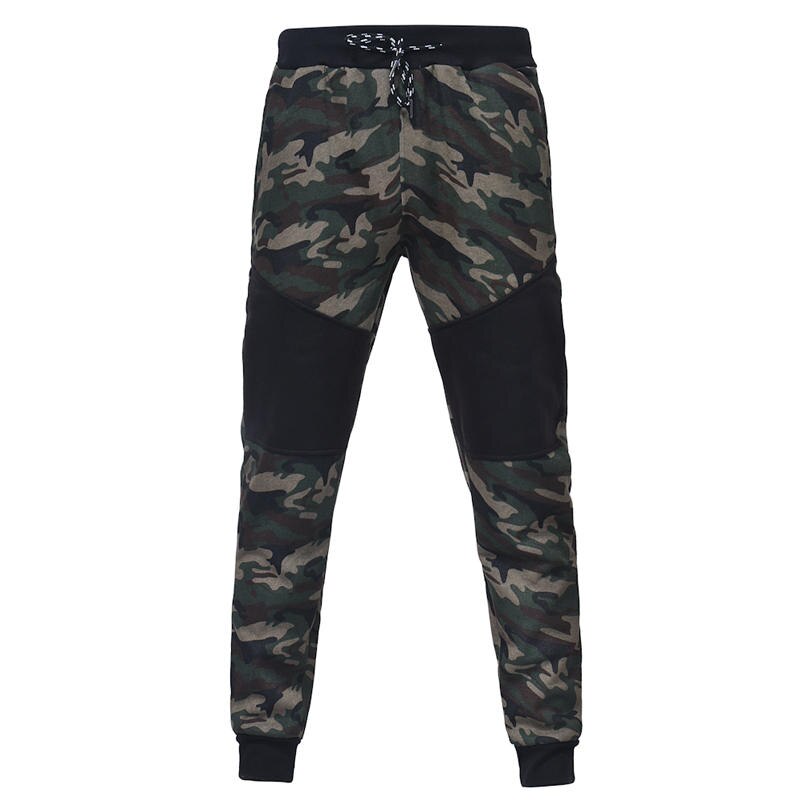 Camouflage Printed Mens Pants Sport Drawstring Panelled Full Mens Trousers Street Style Plus Size Mens Clothing New Arrival