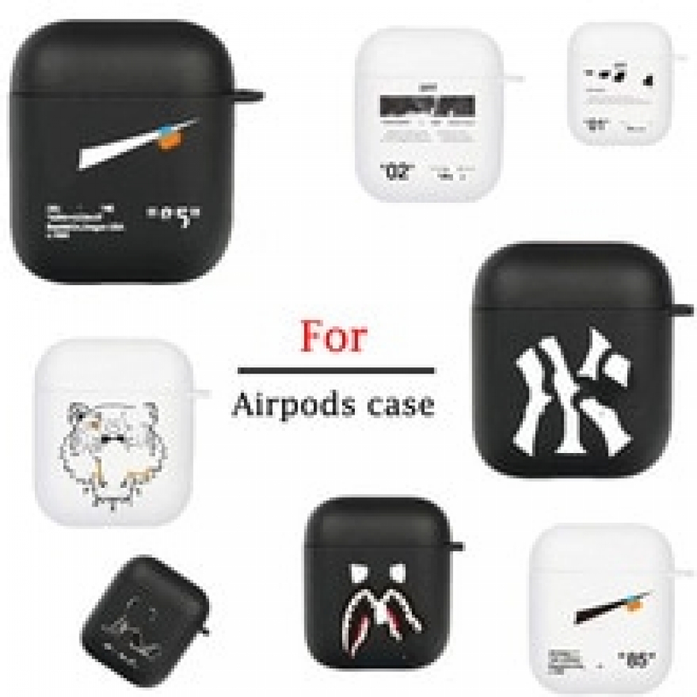 Cartoon Letters Hard Case For Apple Airpods 2 Cover Luxury Transparent Bluetooth Earphone Case Simple Headset Box For airpod