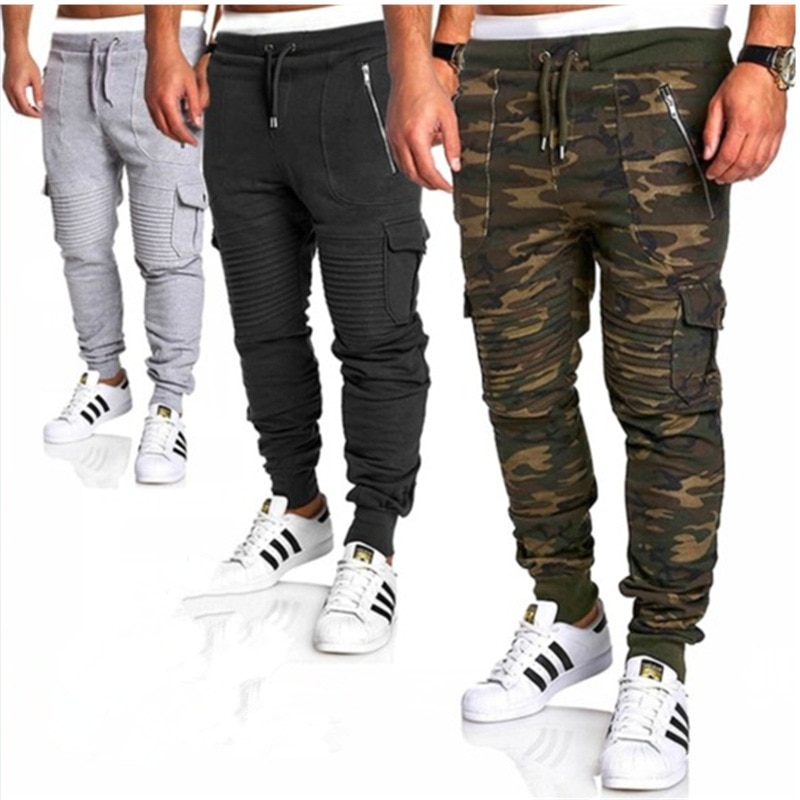 Casual camouflage sweatpants for men patchwork pencil pants with many pockets man fitness gym clothing joggers track trousers