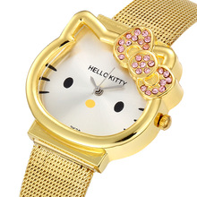 Cat Quartz Hello Kitty Watch Women Luxury Fashion Lady Girl 2018 New Silver Mesh Steel Band Cute Wristwatch Crystal Hour Gold