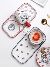 Ceramic dish Japanese breakfast dishes cutlery set one person tableware creative cute cherry breakfast plate oatmeal bowl