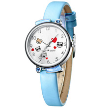 Child Watches KDM Student Girl Boy Clock Fashion Cute Cartoon Panda Waterproof Watch Kids Genuine Leather Children Wristwatch