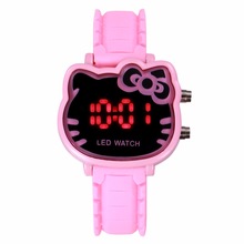 Children Cartoon Watch Cute Hello Kitty Shape Kids LED Digital Pink Electronic Watches Fashion Silicone Sport Clock Reloj
