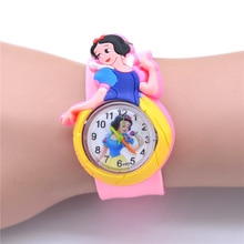 Children Cartoon Watches for Girls 3D Snow White Princess Watch Students Quartz Clock Cute Rubber Slap Belt Wristwatch Toy Gifts