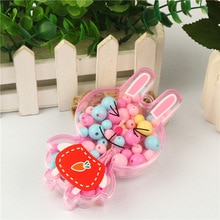 Children Peggy Bunny Lips Beaded Cartoon Handmade DIY Toy Puzzle Making Material Pack Baby Wear Beads Necklace Bracelet