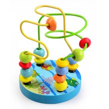 Children's wooden beaded toys, colorful beads early childhood cognitive puzzle game, baby wooden toys