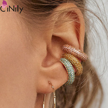 CiNily 2019 Delcate Multicolor Cubic Zirconia Gold Cartilage Ear Clip Earring For Women Wedding Party Birthday Gift FH8926