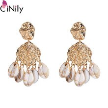 CiNily 2019 Ocean Series Vintage Shell Yellow Gold For Women Jewelry Drop Summer Wedding Party Birthday Earrings FH8922