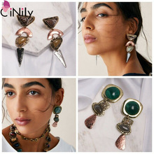 CiNily 2019 Vintage Silver Yellow Gold For Women Jewelry Drop Earrings FH8923-24