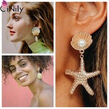 CiNily A Variety of Styles Pearl Geometric Gold Color Women Jewelry Drop Earrings Wedding Party Gift FH8911