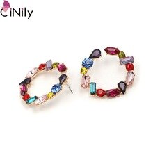 CiNily Classic Multicolor Crystal Gold Round for Women Jewelry Drop Earring Wedding Party Birthday Gift FH8912