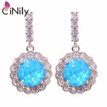 Blue Fire Opal Silver Earrings Wholesale Retail Hot Sell For Women Jewelry Stud Earrings 7/8" OH2739