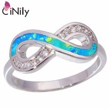 Hot ! Fashion ! Beautiful & Wholesale & Retail For Women Jewelry Blue Fire Opal & Cubic Zirconia Silver Ring Size 7 8 OJ8075