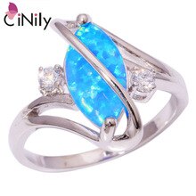 Hot ! Unique & Elegant Wholesale & Retail For Women Jewelry Blue Fire Opal & Cubic Zirconia Silver Ring Size 6 6.5 7 8 9 OJ7105