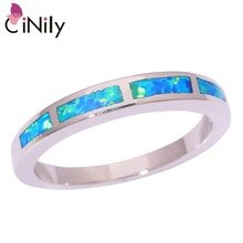 CiNily Created Blue Fire Opal Silver Plated Ring Wholesale Retail Fashion Wedding for Women Jewelry Ring Size 6 7 8 9 10 OJ8852