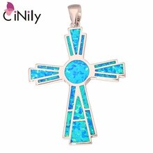 Christmas Gift ! Wholesale & Retail For Women Jewelry Blue Fire Opal 925 Sterling Silver Plated Pendant 1 7/8" OD3971