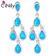 Hot ! Fashion & Elegant & Refinement & Wholesale & Retail For Women Jewelry Blue Fire Opal Silver Stud Earrings 1 1/4" OH3371
