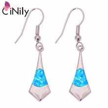 Blue Fire Opal Silver Earrings Wholesale Retail Hot Sell For Fashion Women Jewelry Dangle Earrings 1 3/4" OH3894