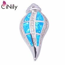 Distinctive & Wholesale & Retail For Women Jewelry Blue / White Fire Opal & Cubic Zirconia Silver Pendant 1 3/8" OD4788-89