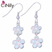 Hot Sell ! Wholesale & Retail For Women Jewelry Blue / White Fire Opal Silver Earrings 1 5/8" OH3001 OH3002