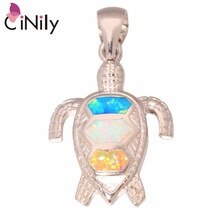 Tortoise ! Summer style ! & Wholesale & Retail For Women Jewelry Blue & White & Pink Fire Opal Silver Pendant 1 1/8"  OD4825