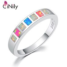 2015 New ! Fashion & Elegant & Wholesale & Retail For Women Jewelry Pink White Blue Fire Opal Silver Ring Size 6 7 8 9 OJ7851