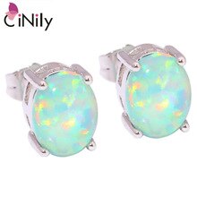 Green Fire Opal 9x7mm Silver Earrings Wholesale Retail Distinctive For Fashion Wedding Women Jewelry Stud Earrings 9mm OH3844