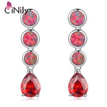 Elegant ! Unique & Wholesale & Retail For Women Jewelry Orange Fire Opal & Orange Garnet Silver Stud Earrings 1 1/4" OH3438