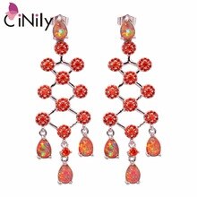 Orange Fire Opal Orange Garnet Silver Earrings Wholesale Retail New Style Fashion for Women Jewelry Stud Earrings 2 1/8" OH3954