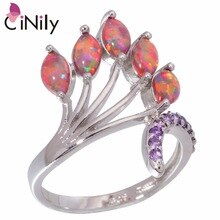 2015 New ! Noble & Wholesale & Retail For Women Jewelry Orange Fire Opal / Amethyst Silver Ring Size 5 6 7 8 9 10 11 12 OJ6377