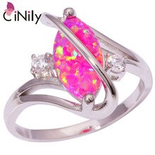 Hot ! Unique & Elegant Wholesale & Retail For Women Jewelry Pink Fire Opal & Cubic Zirconia Silver Ring Size 6 6.5 7 8 9 OJ7106