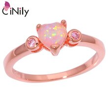 CiNily Created Pink Fire Opal Pink Topaz Silver Rose Gold Plated Ring Wholesale Retail for Women Jewelry Ring Size 7 8 9 OJ8851