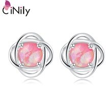2015 Hot Sell ! Wholesale & Retail For Women Jewelry Pink Fire Opal Silver Plated Earrings 11mm OH2764