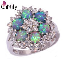 High Quality ! Flower Wholesale & Retail For Women Jewelry Rainbow Fire Opal Cubic Zirconia Silver Ring Size 7 8 9 OJ6189