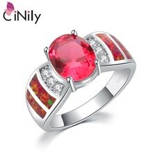 Created Red Fire Opal Kunzite Cubic Zirconia Silver Plated Ring Wholesale Retail for Women Jewelry Ring Size 6 7 8 9 10 OJ8917