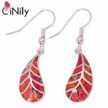 Tree ! Elegant & Fashion & Luxury & Wholesale & Retail For Women Jewelry Red Fire Opal Silver Dangle Earrings 1 5/8" OH3481