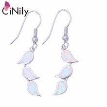 2015 Hot Sell ! Wholesale & Retail For Women Jewelry White Blue Fire Opal Silver Plated Earrings 1 3/4" OH2687 OH2688