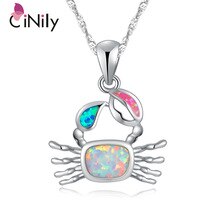 Crab ! Elegant & Beautiful & Fashion & Wholesale & Retail For Women Jewelry White Blue Pink Fire Opal Silver Pendant 1" OD5037