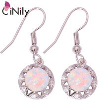 2014 Fashion ! Wholesale & Retail For Women Jewelry White Fire Opal & Cubic Zirconia 925 Silver Plated Earrings 1 1/4" OH2238