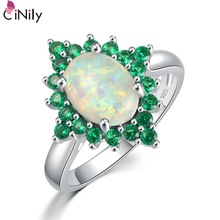 White Fire Opal Green Quartz Silver Ring Wholesale Retail Fashion Hot Sell For Women Jewelry Ring Size 6 7 8 9 OJ6888