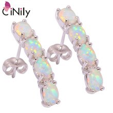 Hot Sell ! Beautiful  Wholesale Women Jewelry White Fire Opal 925 Silver Stamp Stud  Earrings 25mm OH1406
